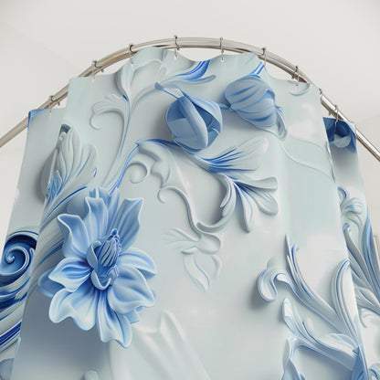 Blue Bloom Shower Curtain