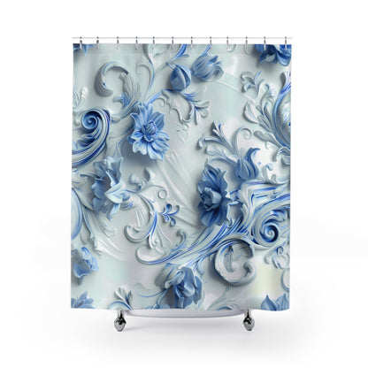 Blue Bloom Shower Curtain