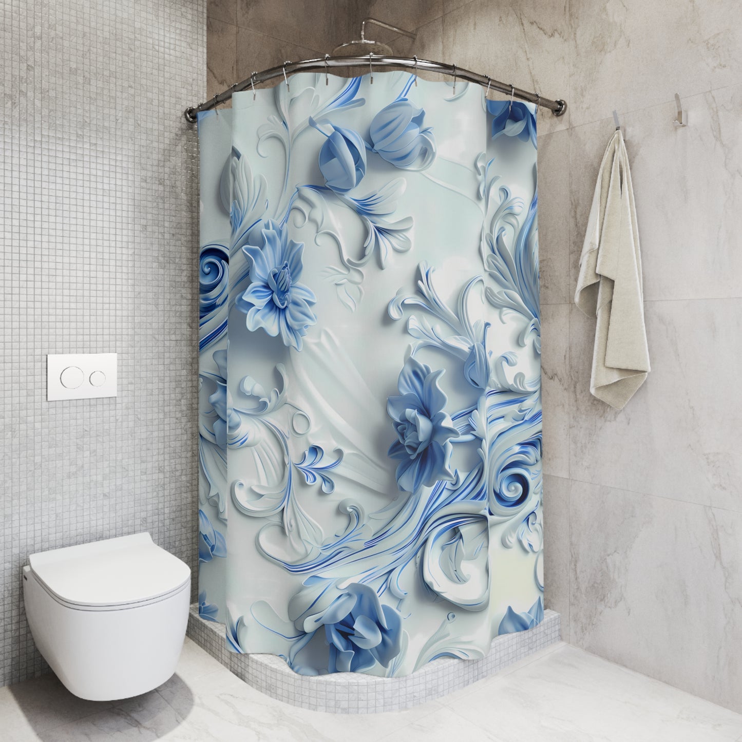 Blue Bloom Shower Curtain