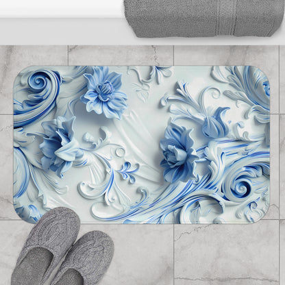 Blue Bloom Bath Mat