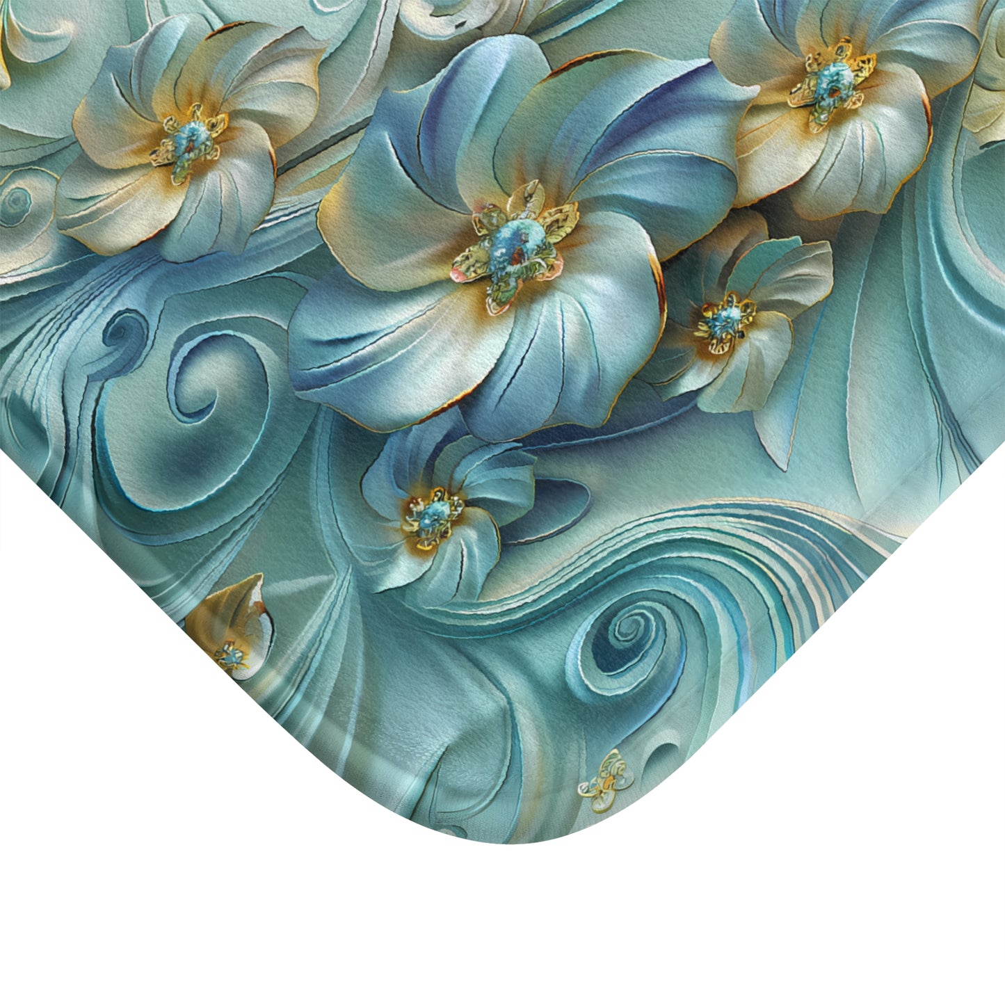 Bath Mat - Blossoming Bliss Light Blue Flower