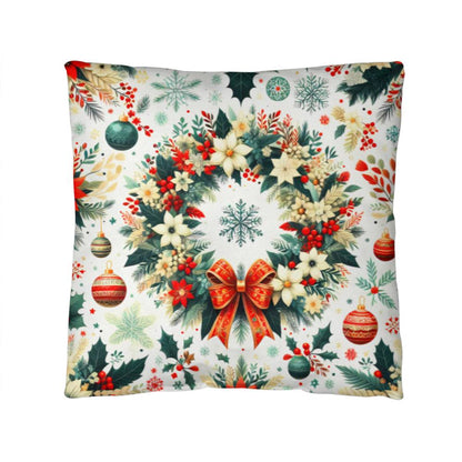 Cozy Floral Christmas Wreath Pillow